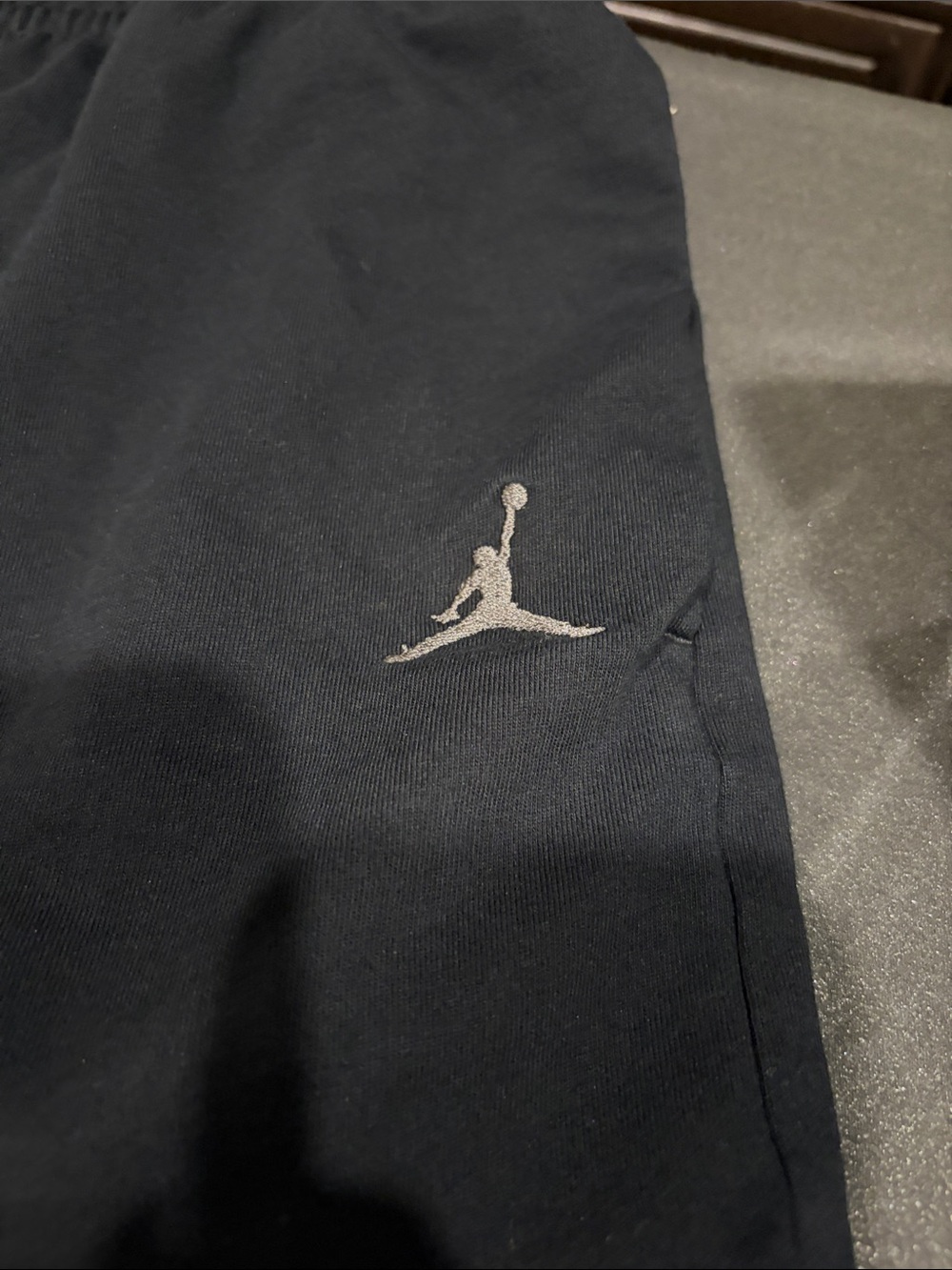 Jordan Men's Black Athletic Shorts with Silver Jumpman Logo